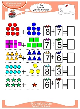 Çocuklar İçin toplam işlemi yaprak testleri 